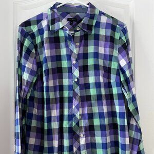 Talbots Plaid Cotton Long Sleeve Shirt Button Down Size M EUC